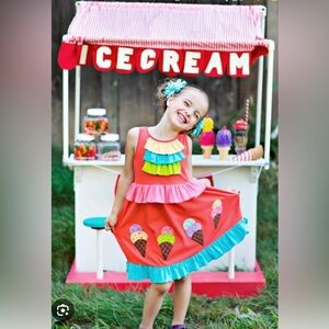 NWT Lemon Loves Lime Chasing Fireflies Ice Cream Ruffle Dress Size 2T